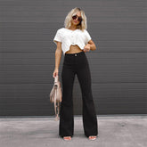 Zenana Clementine – Bootcut-Jeans in voller Größe mit hohem Bund in dunklem Olivgrün